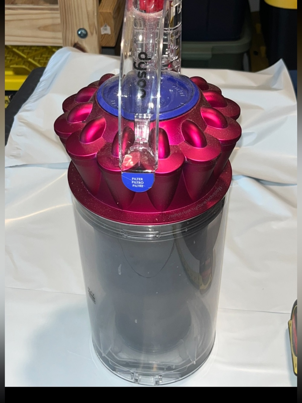 Dyson V6 UP-13 Upright Vacuum Cyclone and Dust Bin -w/ Filter: Fuchsia & Purple